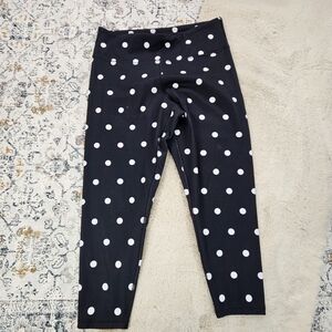 Walkpop Cora Cozy ⅞ Black White Polka Dot Legging 1X